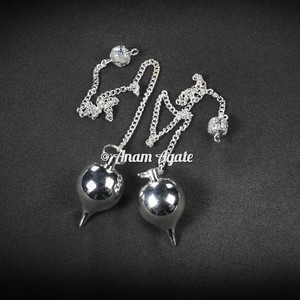 Pendules de radiesthésie en laiton argenté pour la guérison énergétique Vente en gros Pendules en laiton plaqué argent pour Reiki Chakra - Product Image 3