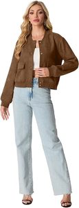 Veste universitaire élégante pour femmes, veste bomber décontractée de baseball, vêtements de style lettreman à la mode, vêtements de rue confortables - Product Image 5