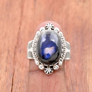 Bague cadeau ovale en argent sterling avec pierres précieuses chrétiennes en labradorite naturelle - Product Image 3