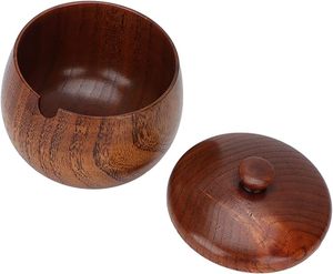 Récipient en bois de haute qualité avec cuillère idéal pour un présentoir de table élégant Récipient de stockage en bois de style vintage en vente - Product Image 5
