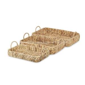 Bandeja DE SERVICIO DE jacinto de agua rectangular vietnamita de alta calidad con asa, venta al por mayor, comida tejida a mano para bandeja de desayuno, decoración del hogar - Product Image 2