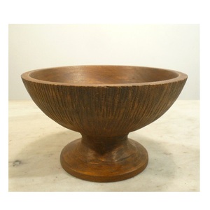 Large Black Round Deep Wooden Serving Bowl Tableware Salad Soup Serving Wood Bowl - Product Image 3