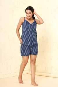 Conjunto de pijama de dos piezas para mujer de calidad superior, Camisa estampada, pantalones cortos, ropa de descanso, conjunto de pijama corto a juego - Product Image 4