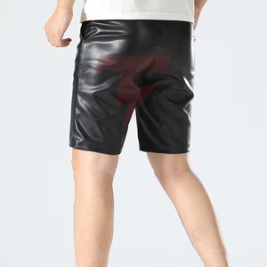 Pantalones Cortos de Cuero Sólido para Hombre, Modernos, de Cintura Alta, Transpirables, Ecológicos, Personalizables, de Alta Calidad, Diseñados para Brindar Comodidad - Product Image 2