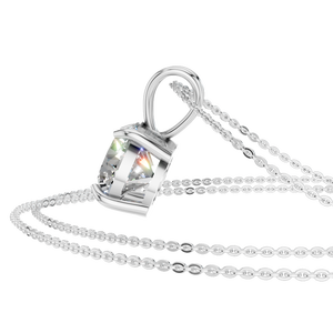 Collar de Moda para Mujer con Colgante de Moissanita de Una Sola Piedra de Estilo Clásico, Cadena de Eslabones de Oro Sólido de 14K, Certificado IGI - Product Image 2