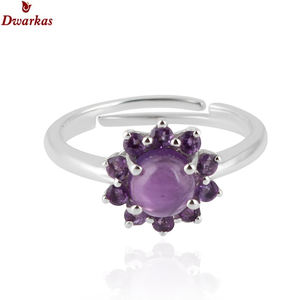 Bagues ajustables originales en argent sterling 925 pour femmes, sertissage à griffes en pierre grenat, style classique certifié par une tierce partie - Product Image 4