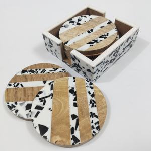 <b>Epoxy</b> Resin Handcrafted Indian Wood and Resin Coasters Set Enhance Your Table Decor with <b>Epoxy</b> Resin Set of 6 Pcs - Product Image 4