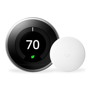Promo Nest Learning Thermostat 3ème génération en aluminium, électrique, alimenté par batterie, contrôlé par application, lot de 3 pour usage domestique et hôtelier T3007ES - Product Image 1