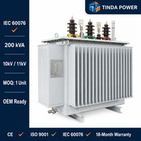 Transformateur de distribution triphasé immergé dans l'huile IEC CE 200 kVA 10 kV 11 kV pour sous-station de réseau électrique