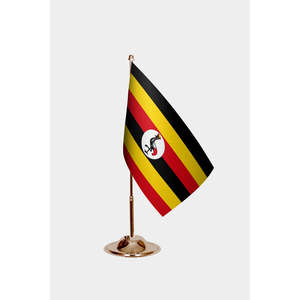 Drapeaux de bureau imprimés numériquement pour l'Ouganda avec mât en aluminium - Product Image 2