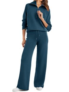 Sudadera con pantalones de chándal Ropa deportiva Traje de jogging Ropa de gimnasio Pantalones Sudaderas con capucha en blanco Conjunto de mujer de gran tamaño Conjunto de 2 piezas - Product Image 2