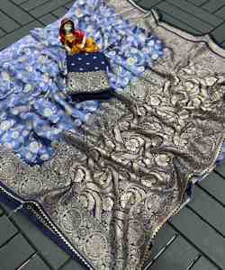 Saree inspiré de la soie avec un design en filet pour les femmes - Product Image 2