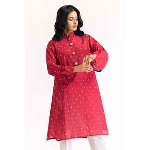 Camisa Roja de Jacquard para Mujer, Bordada con Diseño Floral a Cuadros, Estilo Casual Largo para Primavera y Otoño, Tallas XL, Popelina, Seda, Chifón - Product Image 4