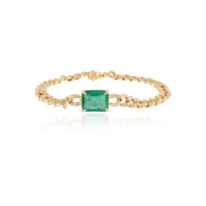 最佳质量手工100% 天然祖母绿钻石链手链18k纯金五月诞生石饰品情人节礼物