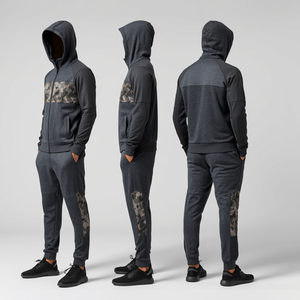 Ensemble de survêtement pour homme, veste zippée intégrale et pantalon, pour le fitness, les sports et le confort quotidien - Product Image 1