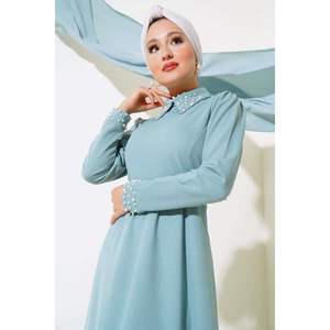 Manga cuello perla vestido menta - Product Image 1