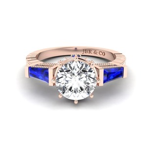 Fait à la main diamant rond saphir plaqué or 925 argent trois pierres bague de fiançailles pour les femmes mode au prix de gros - Product Image 5