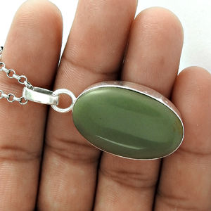 Piedra preciosa de jaspe natural, colgante de forma ovalada de Plata de Ley 925, joyería hecha a mano, venta al por mayor, precio de fábrica, fabricante a granel de La India - Product Image 3