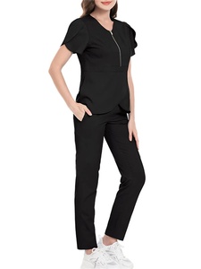 Women Full Sleeve Solid Breathable Knit Fabric 2025 Summer New Zipper Collarless <b>Tops</b> Drawstring Straight Pant 2 Piece <b>Set</b> - Product Image 4