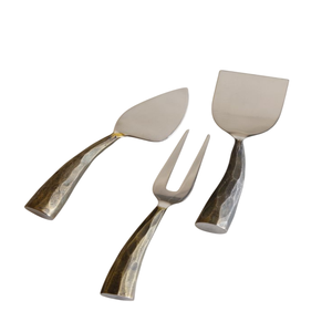 Set de fromage de luxe avec couteau fourchette trancheuse avec manche en bois disponible pour un usage quotidien accessible en différentes nuances - Product Image 4