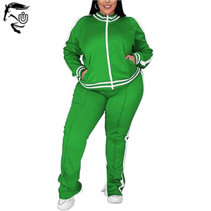 Conjunto Deportivo de Dos Piezas para Mujer, Talla Grande, Informal, de Forro Polar, Transpirable, de Secado Rápido, con Cremallera, Manga Larga, Color Sólido, Colección Otoño Invierno - Product Image 2