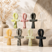 Sculpture Ankh en Pierre Naturelle, Symbole de Vie Égyptien, Ornement de Présentation en Cristal et Cadeau Unique
