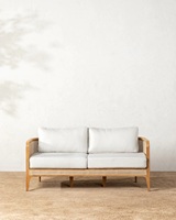 Cadre en teck de canapé de jardin de style moderne de haute qualité avec tissu tissé en osier imperméable pour la maison, l'hôtel et le salon.