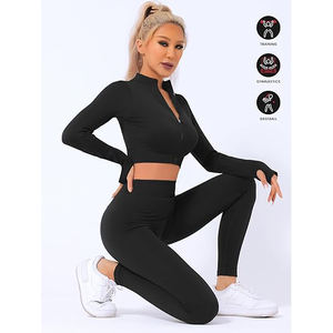 Conjuntos de fitness, sujetador deportivo sin costuras y leggings de cintura alta, elásticos, transpirables, ligeros, ropa deportiva para mujer - Product Image 4