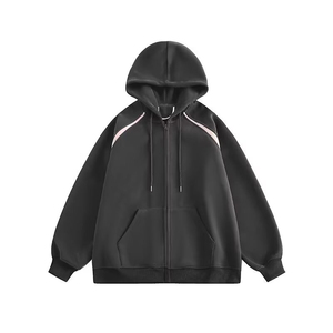 Sudadera con capucha personalizada Vintage manga larga contraste Color con capucha suelta moda Casual cremallera completa sudaderas con capucha para hombre 2025 - Product Image 2