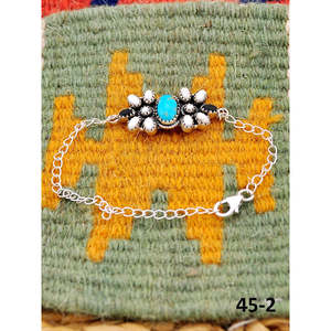 Southwest Handmade Santa Maria <b>Bracelet</b> with White Buffalo & Turquoise Featuring a Flower Pattern and Sterling <b>Silver</b> - Product Image 3
