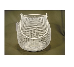 Bougeoir en fil métallique en maille blanche pour la décoration intérieure - Product Image 1