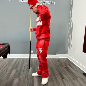 Ensemble de survêtements streetwear personnalisés pour hommes de haute qualité, pantalon de survêtement évasé délavé au soleil, sweat à capuche unisexe vierge à fermeture éclair et jogging empilé - Product Image 1