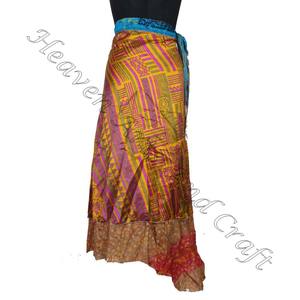 Nouveau 2 Couche Magique Classique Vintage Sari Soie Jupes Wrap Réversible Vintage Soie Magique 38 pouces Longueur Jupe Wrap Halter Tube Robe - Product Image 4