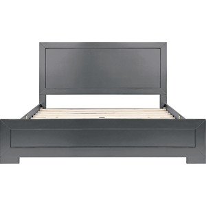 Letto Matrimoniale in Rovere Massiccio dal Design Francese Contemporaneo con Pannelli Grigi Intarsiati, Letto a Parete Moderno per Camera da Letto e Arredamento Casa - Product Image 4