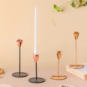 Bougeoir conique de style européen dîner aux chandelles décoration de maison et de table chandelles en métal multicolore - Product Image 6