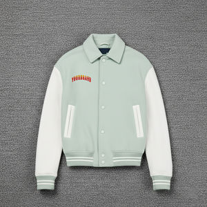 New arrived 100% cotton <b>fleece</b> varsity jacket for men's custom DTF printed logo heavyweight colour block man varsity jacket - Product Image 6