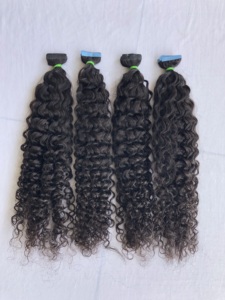 Top Premium 100% Raw Remy Virgin Cambodgien Indian Hair Extensions 24 ''Kinky Curly Tape Fournisseur Indien Exportation En Gros - Product Image 2