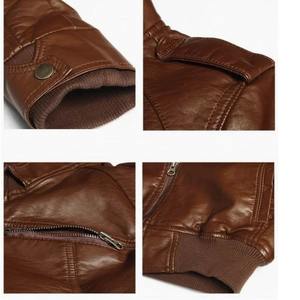 Vente en gros Automne Hiver Grande Taille 8XL Vestes en cuir pour hommes Veste en cuir PU décontractée en faux cuir avec fermeture éclair de couleur unie - Product Image 6