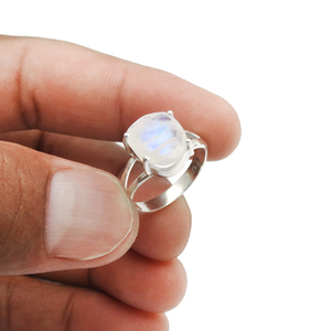 925 anillos de piedra lunar de arcoíris de plata maciza estampados baratos de piedra natal cualquier tamaño 5 a 10 anillos de moda Unisex OEM ODM - Product Image 3