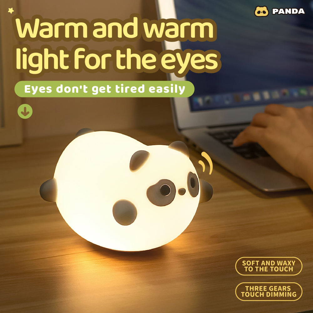 Smart Lighting Bed USB Rechargeable LED Cute Cartoon Small Lamps Animal Lights Touch Silicone Panda Table Night Lamp for Kids