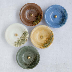 ชุดจานวางเครื่องหอมเซรามิกแบบดั้งเดิมและเตาเผาเครื่องหอมทองเหลือง - สีน้ำตาล - Product Image 6