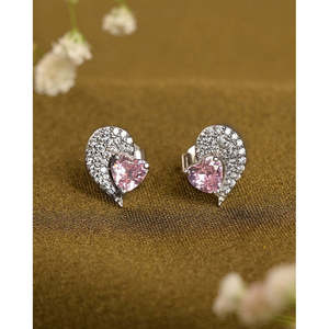 Boucles d'oreilles clous en forme de cœur et de goutte d'eau pour femme, en argent sterling 925, diamant taille princesse, or 14 carats, saphir - Product Image 2