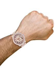 Excellente qualité en acier inoxydable cultivé en laboratoire clouté diamant montre VVS clarté cadran noir montres à quartz analogiques au meilleur prix - Product Image 3