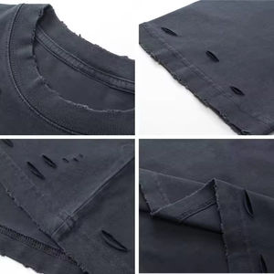 Camiseta extragrande de algodón de 300 g/m² para hombre |   Cuello redondo con hombros caídos |   Efecto Desgastado Mineral Vintage y Logotipo Personalizado - Product Image 5