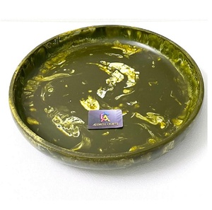 Luxury <b>Home</b> Hotel Round Resin Fruit and Salad Plates Affordable Price Top Quality Round-shaped Green Resin Serving Platter - Product Image 4