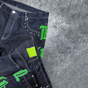 Pantalones vaqueros apilados para hombre, ropa informal estilo Hip Hop de algodón pesado, personalizados de fabricante - Product Image 4