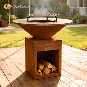 Barbecue au bois en acier corten moderne et personnalisé de qualité supérieure avec design pliable portable pour le camping en plein air - Product Image 2