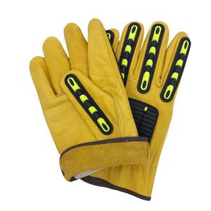 Gants de mécanique de levage lourds ignifuges anti-impact en cuir véritable fonction anti-coupure pour diverses applications industrielles - Product Image 1