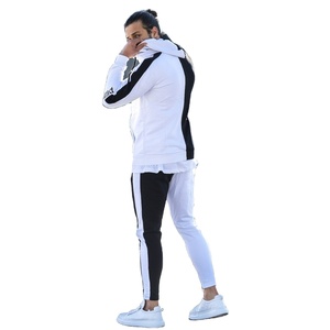 Men's High Stretch Moisture Wicking Track <b>Suit</b> Zip Closure Hooded <b>Muscle</b> Printed Tracksuit Winter's Most Demanded Solid Design - Product Image 5