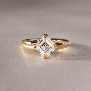 Bague pour femme en diamant de laboratoire taille Asscher de luxe, or 18 carats, clarté VVS, couleur F, certifiée IGI, design tendance - Product Image 1
